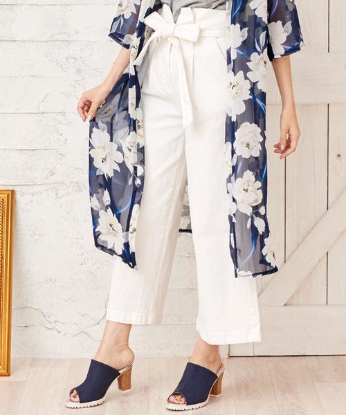 Girly Doll（ガーリードール）の「リボンベルト　ストレッチワイドパンツ（デニムパンツ・レディース・ワンウォッシュ/ホワイト/ダークインディゴブルー/インディゴブルー/ブラック・FREE）」の12枚目の写真