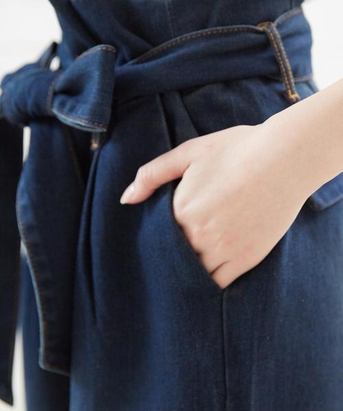 Girly Doll（ガーリードール）の「リボンベルト　ストレッチワイドパンツ（デニムパンツ・レディース・ワンウォッシュ/ホワイト/ダークインディゴブルー/インディゴブルー/ブラック・FREE）」の11枚目の写真