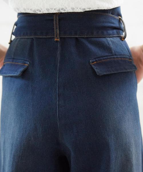 Girly Doll（ガーリードール）の「リボンベルト　ストレッチワイドパンツ（デニムパンツ・レディース・ワンウォッシュ/ホワイト/ダークインディゴブルー/インディゴブルー/ブラック・FREE）」の10枚目の写真