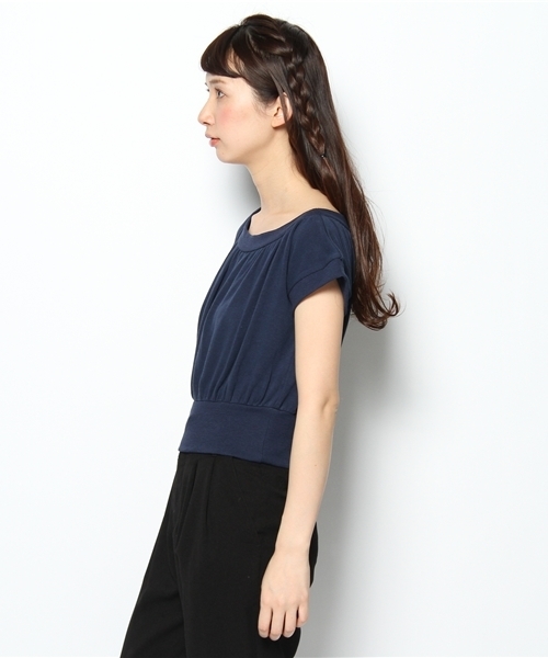 ROSE BUD（ローズバッド）の「LCTT-131122 OFF SHOULDER CROPPED TOPS（Tシャツ/カットソー・レディース・ネイビー/グレー/ライム・ONE SIZE）」の4枚目の写真