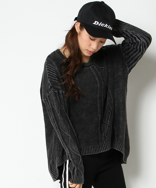 VENCEEXCHANGE（ヴァンスエクスチェンジ）の「ピグメントケーブルニット（ニット/セーター・レディース・ブラック/オフホワイト・M）」の10枚目の写真