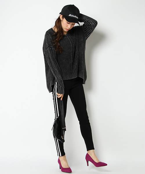 VENCEEXCHANGE（ヴァンスエクスチェンジ）の「ピグメントケーブルニット（ニット/セーター・レディース・ブラック/オフホワイト・M）」の9枚目の写真