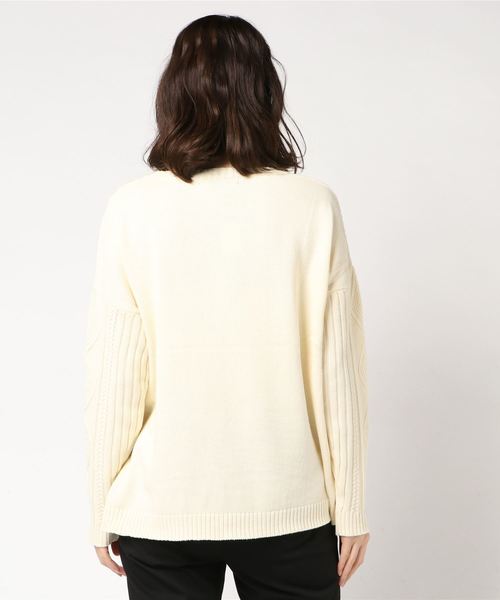 VENCEEXCHANGE（ヴァンスエクスチェンジ）の「ピグメントケーブルニット（ニット/セーター・レディース・ブラック/オフホワイト・M）」の3枚目の写真