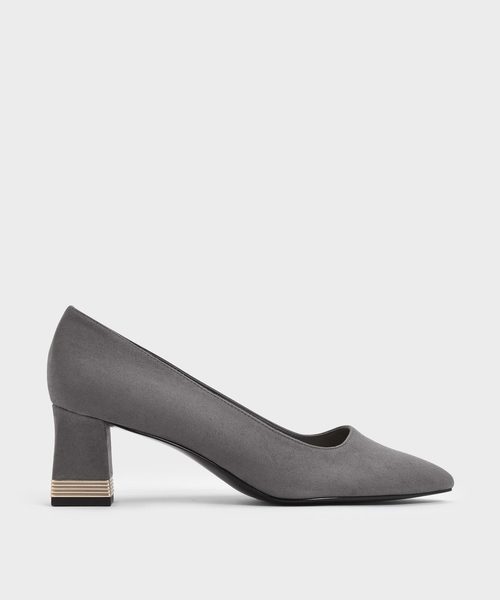 CHARLES & KEITH（チャールズ & キース）の「メタリックアクセントヒールパンプス / Metallic Accent Heel Pumps（パンプス・レディース・ブラック/ダークブルー/スモークピンク/バーガンディー/グレー・22.5cm/23cm/23.5cm/24.5cm/25cm/22cm）」の3枚目の写真