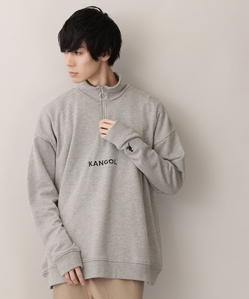 KANGOL(カンゴール)の「▽WEB限定 KANGOL/カンゴール 別注 オーバーサイズハーフジップスウェット(スウェット・メンズ・ブラック/ダークグリーン/ブラウン/オフホワイト/杢グレー/ベージュ系その他/ベージュ/ネイビー/ブラック系その他/ホワイト×ブラック/ブラック×ホワイト/チャコール/ダークベージュ・FREE)」の7枚目の写真