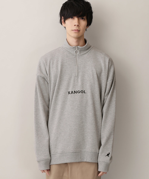 KANGOL(カンゴール)の「▽WEB限定 KANGOL/カンゴール 別注 オーバーサイズハーフジップスウェット(スウェット・メンズ・ブラック/ダークグリーン/ブラウン/オフホワイト/杢グレー/ベージュ系その他/ベージュ/ネイビー/ブラック系その他/ホワイト×ブラック/ブラック×ホワイト/チャコール/ダークベージュ・FREE)」の18枚目の写真