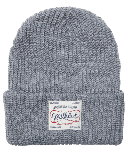 MILKFED.(ミルクフェド)の「BASIC KNIT CAP(ニットキャップ/ビーニー・レディース・ブラック/グレー/レッド/ブルー/ネイビー/パープル・ONE SIZE)」の3枚目の写真
