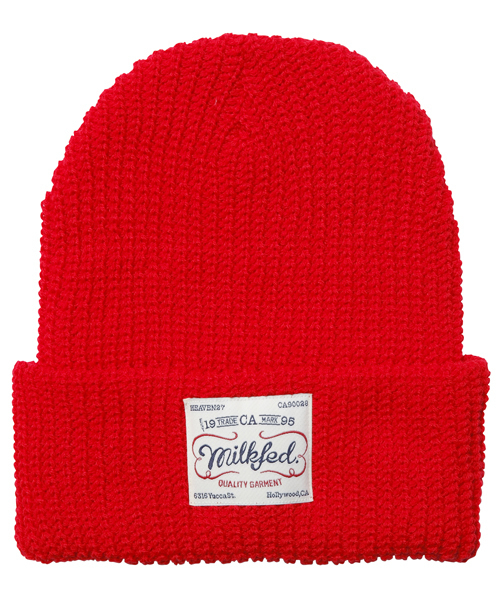 MILKFED.(ミルクフェド)の「BASIC KNIT CAP(ニットキャップ/ビーニー・レディース・ブラック/グレー/レッド/ブルー/ネイビー/パープル・ONE SIZE)」の1枚目の写真