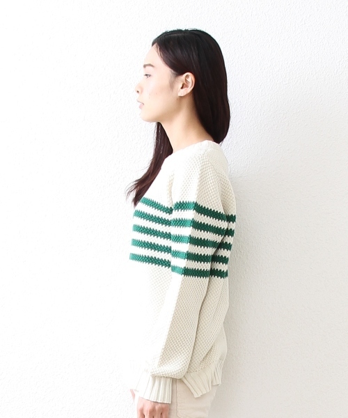 coen（コーエン）の「あぜ編みボーダープルオーバー（ニット/セーター・レディース・オフホワイト/コバルトブルー・MEDIUM/LARGE）」の10枚目の写真