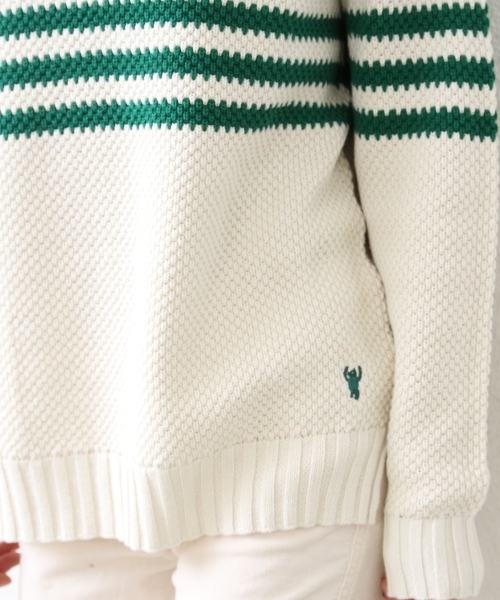coen（コーエン）の「あぜ編みボーダープルオーバー（ニット/セーター・レディース・オフホワイト/コバルトブルー・MEDIUM/LARGE）」の5枚目の写真