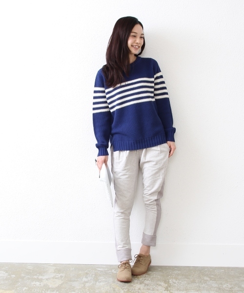 coen（コーエン）の「あぜ編みボーダープルオーバー（ニット/セーター・レディース・オフホワイト/コバルトブルー・MEDIUM/LARGE）」の9枚目の写真