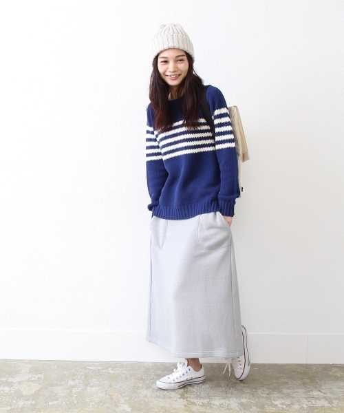 coen（コーエン）の「あぜ編みボーダープルオーバー（ニット/セーター・レディース・オフホワイト/コバルトブルー・MEDIUM/LARGE）」の3枚目の写真