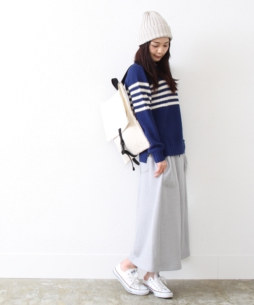 coen（コーエン）の「あぜ編みボーダープルオーバー（ニット/セーター・レディース・オフホワイト/コバルトブルー・MEDIUM/LARGE）」の4枚目の写真