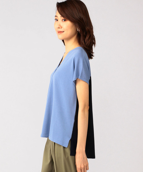 A/C DESIGN BY ALPHA CUBIC（エーシーデザインバイアルファキュービック）の「配色ニットプルオーバー（ニット/セーター・レディース・サックスブルー/グリーン・M size/L size）」の14枚目の写真