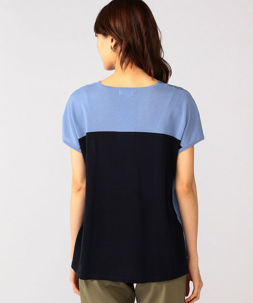 A/C DESIGN BY ALPHA CUBIC（エーシーデザインバイアルファキュービック）の「配色ニットプルオーバー（ニット/セーター・レディース・サックスブルー/グリーン・M size/L size）」の12枚目の写真