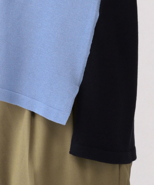 A/C DESIGN BY ALPHA CUBIC（エーシーデザインバイアルファキュービック）の「配色ニットプルオーバー（ニット/セーター・レディース・サックスブルー/グリーン・M size/L size）」の7枚目の写真