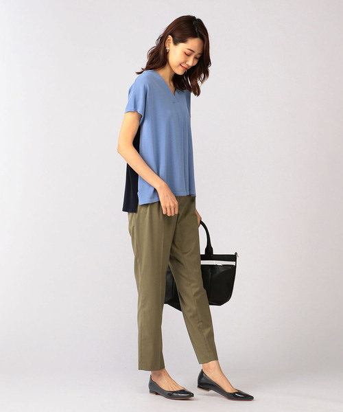 A/C DESIGN BY ALPHA CUBIC（エーシーデザインバイアルファキュービック）の「配色ニットプルオーバー（ニット/セーター・レディース・サックスブルー/グリーン・M size/L size）」の11枚目の写真