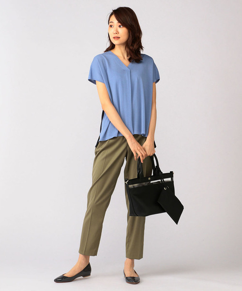 A/C DESIGN BY ALPHA CUBIC（エーシーデザインバイアルファキュービック）の「配色ニットプルオーバー（ニット/セーター・レディース・サックスブルー/グリーン・M size/L size）」の9枚目の写真