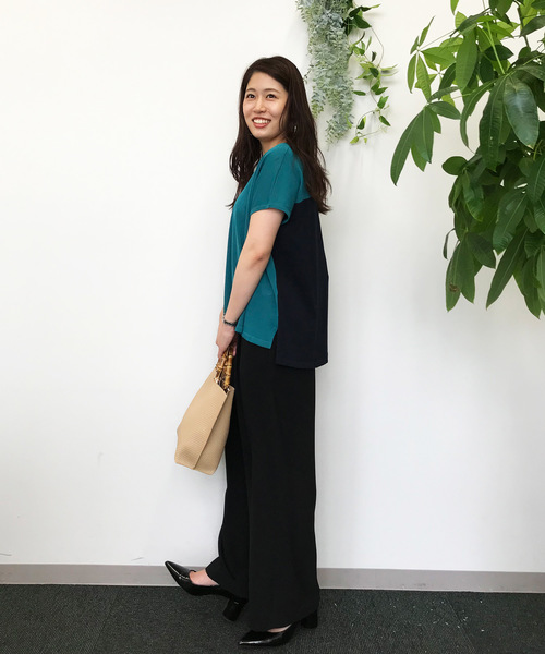 A/C DESIGN BY ALPHA CUBIC（エーシーデザインバイアルファキュービック）の「配色ニットプルオーバー（ニット/セーター・レディース・サックスブルー/グリーン・M size/L size）」の18枚目の写真