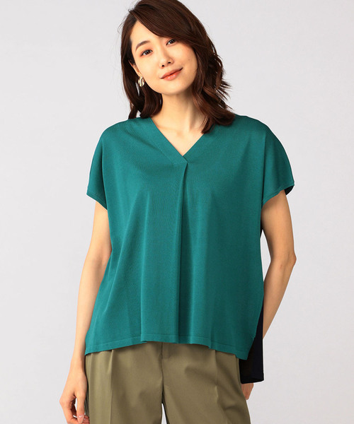 A/C DESIGN BY ALPHA CUBIC（エーシーデザインバイアルファキュービック）の「配色ニットプルオーバー（ニット/セーター・レディース・サックスブルー/グリーン・M size/L size）」の21枚目の写真