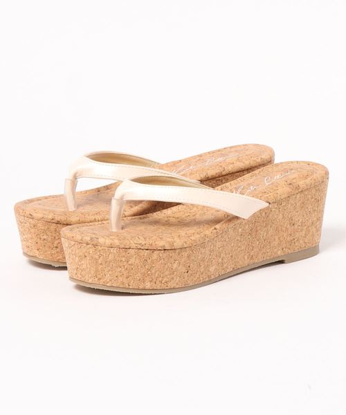KOBE LETTUCE(コウベレタス)の「コルクウェッジ厚底トングサンダル(サンダル・レディース・ホワイト/ベージュ/オレンジ/ブラック/シルバー・L/LL/M/S)」の16枚目の写真