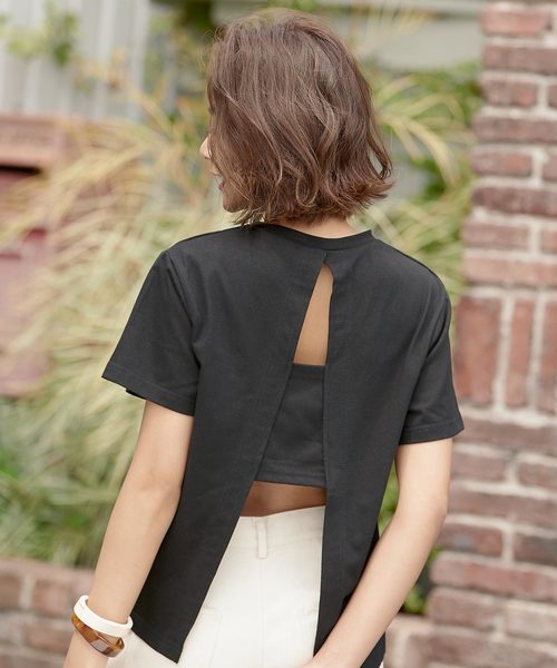 KOBE LETTUCE(コウベレタス)の「バックシャンオープンカットソートップス(Tシャツ/カットソー・レディース・ブラック/オフホワイト/オレンジ系その他・FREE)」の3枚目の写真