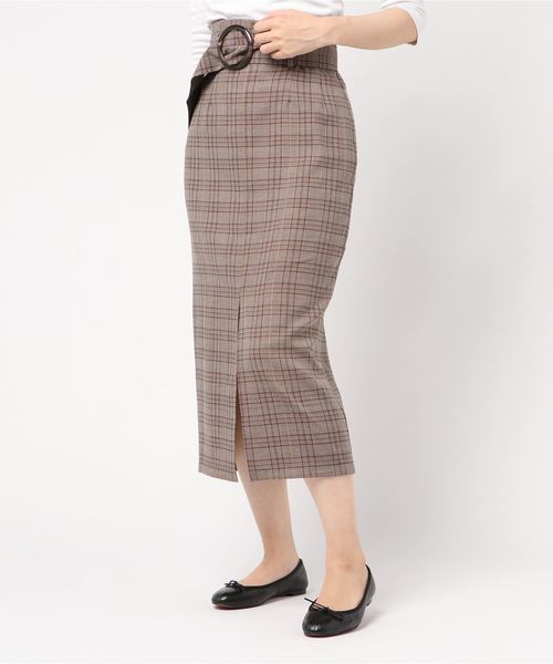 archives（アルシーヴ）の「【SETUPにも】ベルト付ハイウエストIラインスカート（スカート・レディース・モカ/キャメル・MEDIUM）」の2枚目の写真