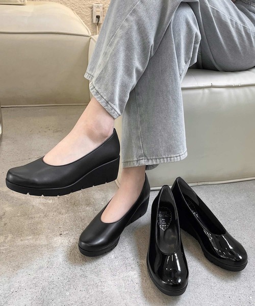 shopnikoniko（ショップニコニコ）の「パンプス 日本製 ウエッジソール プレーン シンプル（パンプス・レディース・ブラック/ブラック系その他・23.5/21.5/22/22.5/23/24/24.5）」の19枚目の写真