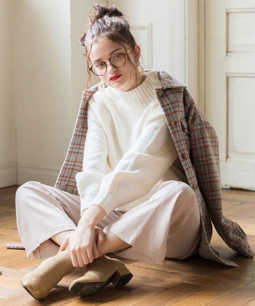 archives（アルシーヴ）の「4者混ワイドネックプルオーバー（ニット/セーター・レディース・チャコールグレー/ベージュ/レッド/オフホワイト/ブルー・MEDIUM）」の13枚目の写真