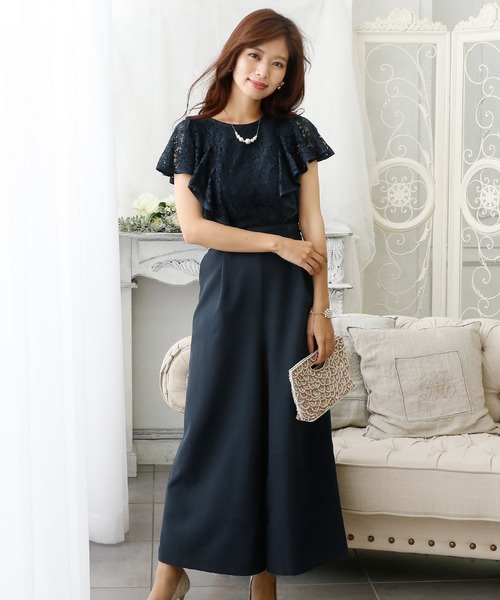 PourVous(プールヴー)の「ワイドパンツ フォーマル ロング丈&ボートネック オールインワン 結婚式 オケージョンドレス お呼ばれ パーティー パンツドレス 七五三 ママ お宮参り 学校行事 二次会 成人式 (パンツドレス・レディース・グリーン/グレー/ネイビー・M/L/XL)」の3枚目の写真
