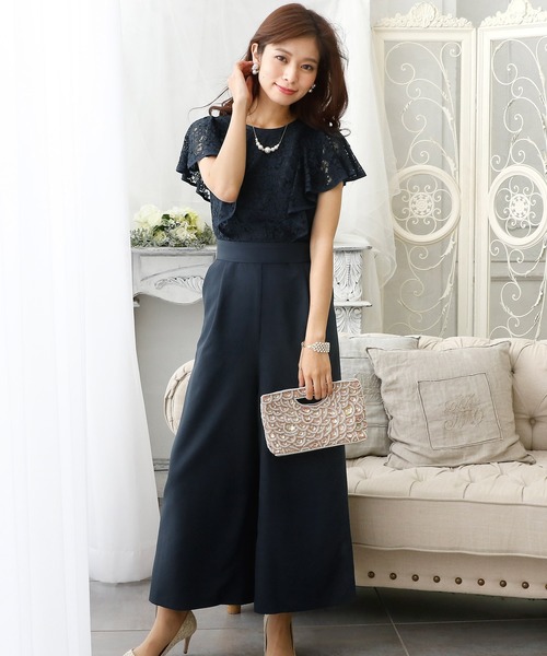 PourVous(プールヴー)の「ワイドパンツ フォーマル ロング丈&ボートネック オールインワン 結婚式 オケージョンドレス お呼ばれ パーティー パンツドレス 七五三 ママ お宮参り 学校行事 二次会 成人式 (パンツドレス・レディース・グリーン/グレー/ネイビー・M/L/XL)」の9枚目の写真