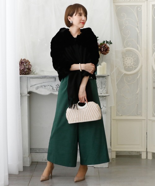 PourVous(プールヴー)の「ワイドパンツ フォーマル ロング丈&ボートネック オールインワン 結婚式 オケージョンドレス お呼ばれ パーティー パンツドレス 七五三 ママ お宮参り 学校行事 二次会 成人式 (パンツドレス・レディース・グリーン/グレー/ネイビー・M/L/XL)」の15枚目の写真