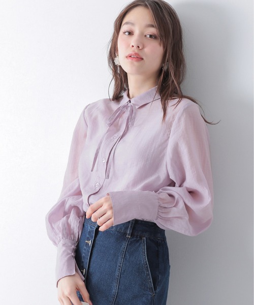 Heather（ヘザー）の「シアーBIGシャツ　874655（シャツ/ブラウス・レディース・ホワイト/ベージュ/ダークベージュ/カーキ/ブルー/パープル・FREE）」の6枚目の写真