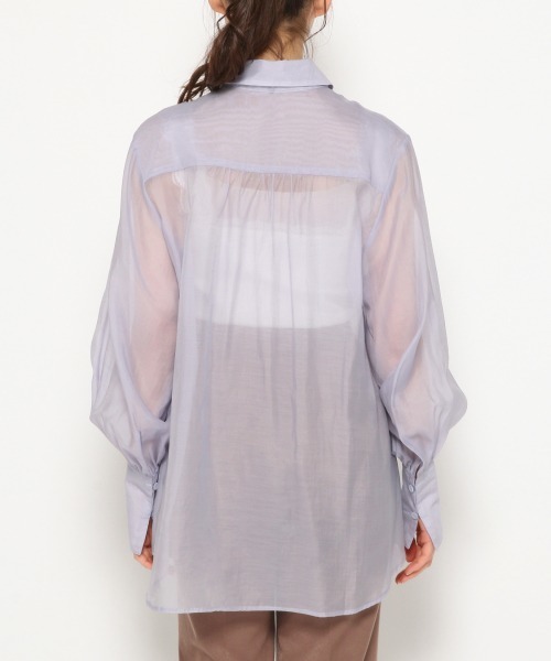 Heather（ヘザー）の「シアーBIGシャツ　874655（シャツ/ブラウス・レディース・ホワイト/ベージュ/ダークベージュ/カーキ/ブルー/パープル・FREE）」の18枚目の写真