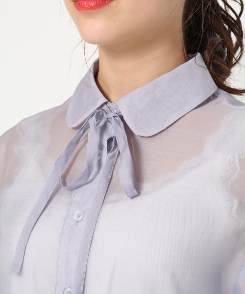 Heather（ヘザー）の「シアーBIGシャツ　874655（シャツ/ブラウス・レディース・ホワイト/ベージュ/ダークベージュ/カーキ/ブルー/パープル・FREE）」の19枚目の写真