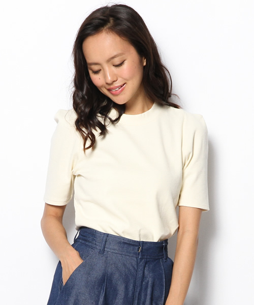 B:MING by BEAMS(ビーミングバイビームス)の「ビーミング by ビームス / 肩デザインテレコ キャップスリーブ(Tシャツ/カットソー・レディース・ホワイト/ライトグレー/ネイビー・ONE SIZE)」の2枚目の写真