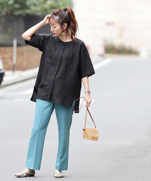 coen（コーエン）の「リネンレーヨンショートスリーブシャツ#（シャツ/ブラウス・レディース・ホワイト/ブラウン/ブラック・FREE）」の10枚目の写真