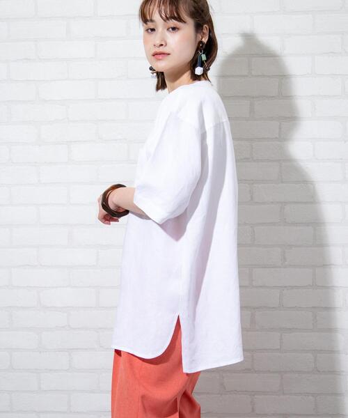coen（コーエン）の「リネンレーヨンショートスリーブシャツ#（シャツ/ブラウス・レディース・ホワイト/ブラウン/ブラック・FREE）」の7枚目の写真