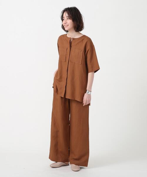 coen（コーエン）の「リネンレーヨンショートスリーブシャツ#（シャツ/ブラウス・レディース・ホワイト/ブラウン/ブラック・FREE）」の19枚目の写真