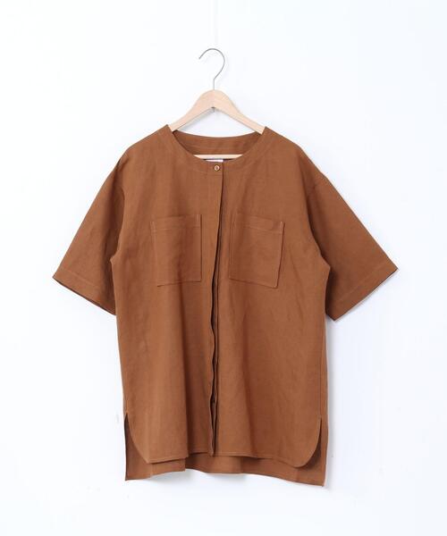 coen（コーエン）の「リネンレーヨンショートスリーブシャツ#（シャツ/ブラウス・レディース・ホワイト/ブラウン/ブラック・FREE）」の17枚目の写真