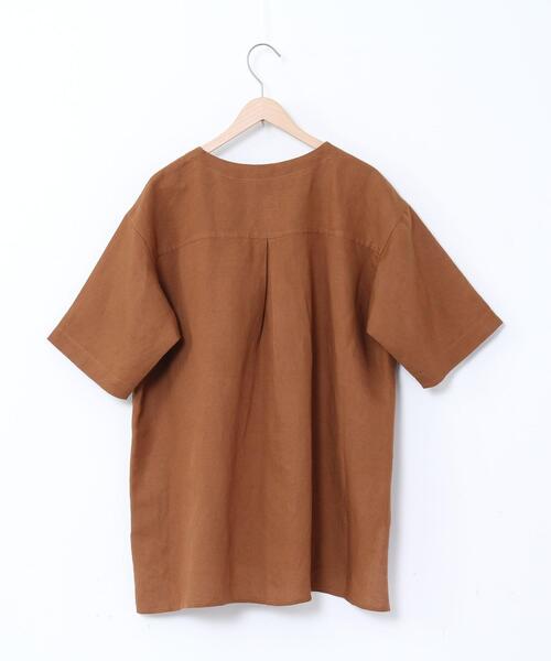 coen（コーエン）の「リネンレーヨンショートスリーブシャツ#（シャツ/ブラウス・レディース・ホワイト/ブラウン/ブラック・FREE）」の13枚目の写真