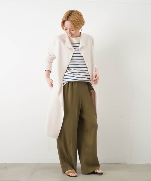 malla(マーラ)の「malla マーラ ストレッチコート紐羽織り(その他アウター)」|ライトベージュ