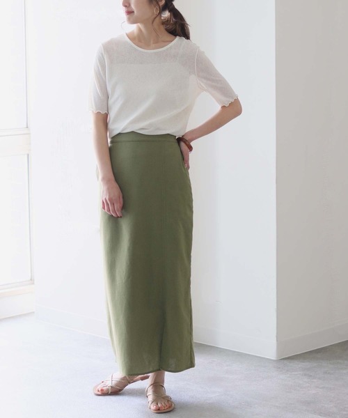 HER CLOSET(ハークローゼット)の「【HER CLOSET】シアーハーフスリーブバックスリットカットソー(Tシャツ/カットソー・レディース・ブラック/アイボリー・M)」の5枚目の写真