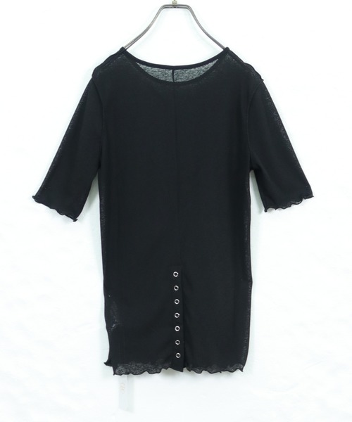 HER CLOSET(ハークローゼット)の「【HER CLOSET】シアーハーフスリーブバックスリットカットソー(Tシャツ/カットソー・レディース・ブラック/アイボリー・M)」の20枚目の写真