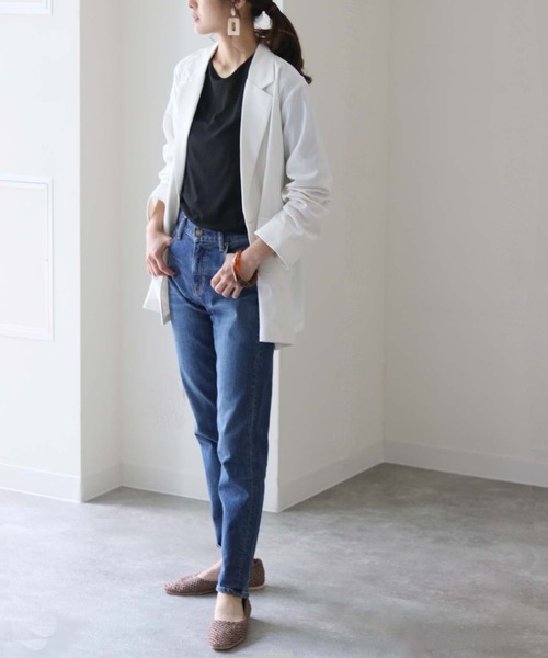 HER CLOSET(ハークローゼット)の「【HER CLOSET】シアーハーフスリーブバックスリットカットソー(Tシャツ/カットソー・レディース・ブラック/アイボリー・M)」の13枚目の写真