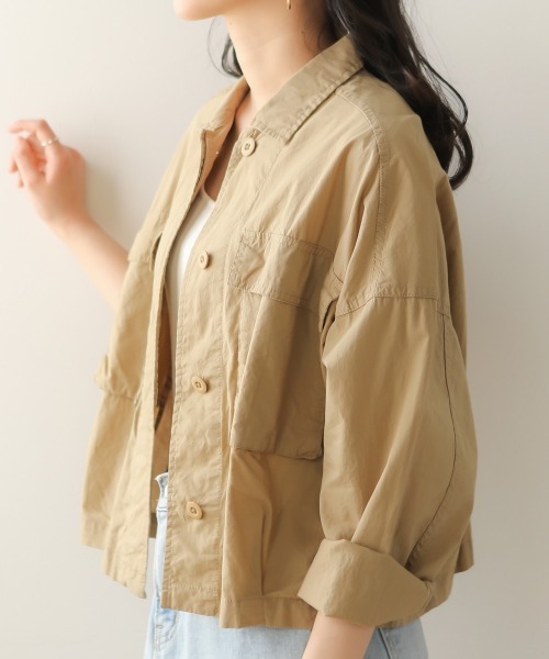 Bab(バブ)の「【WEB限定】軽量ヴィンテージ加工ショートジャケット(ブルゾン・レディース・ベージュ/オフホワイト/カーキ・FREE)」の18枚目の写真