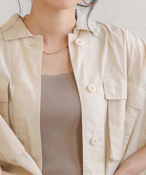 Bab(バブ)の「【WEB限定】軽量ヴィンテージ加工ショートジャケット(ブルゾン・レディース・ベージュ/オフホワイト/カーキ・FREE)」の5枚目の写真