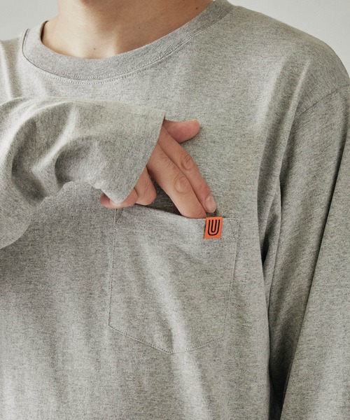 UNIVERSAL OVERALL(ユニバーサルオーバーオール)の「UNIVERSAL OVERALL/ユニバーサルオーバーオール POCKET LONG-TEE ポケット付き長袖カットソー(Tシャツ/カットソー・メンズ・ホワイト/ブラック/ベージュ/オレンジ/杢グレー・S/M/L/XL)」の6枚目の写真