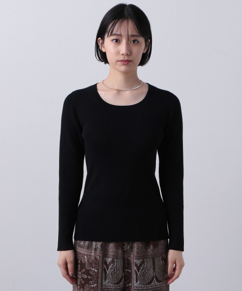 PAGEBOY（ページボーイ）の「クルーリブニット（ニット/セーター・レディース・ライラック/ブラック/ブラウン/オフホワイト・FREE）」の10枚目の写真