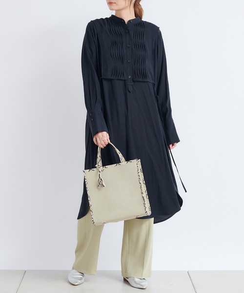 DouDou（ドゥドゥ）の「レイヤードシャツワンピース（ワンピース・レディース・オフホワイト/ブラック/ミント・FREE）」の3枚目の写真